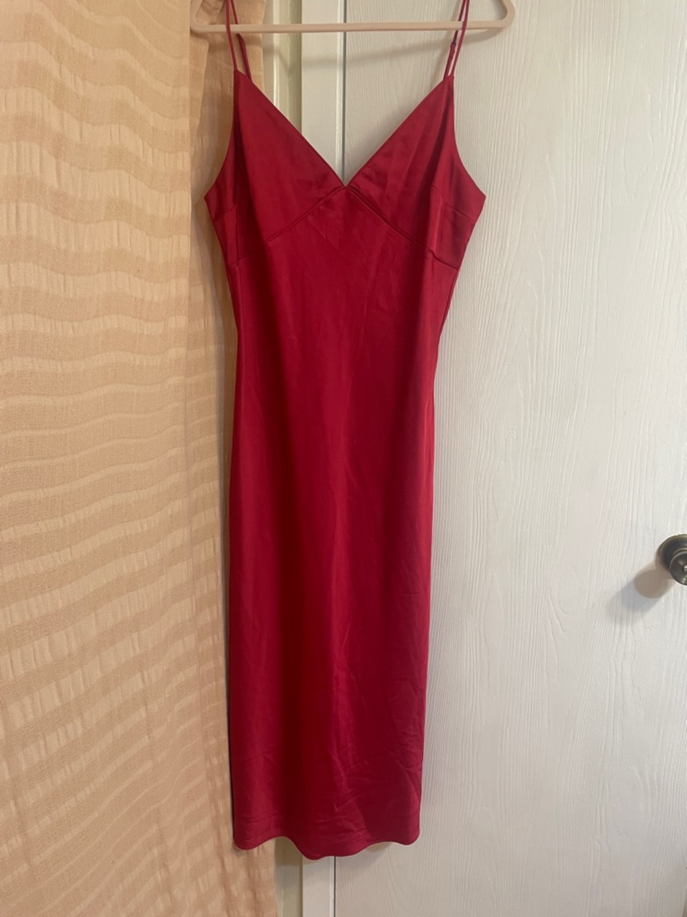 Abercrombie & Fitch Red Satin Midi Slip Dress
